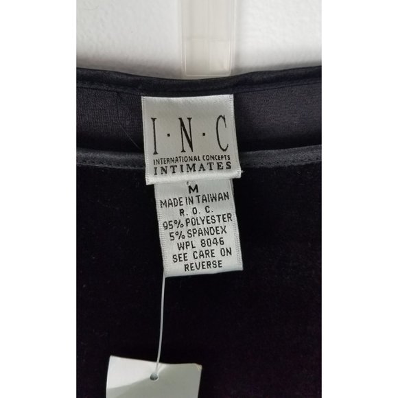 International Concepts Intimates Sz. M Black Velvet Long Sleeve Maxi Gown NWT - Picture 2 of 7